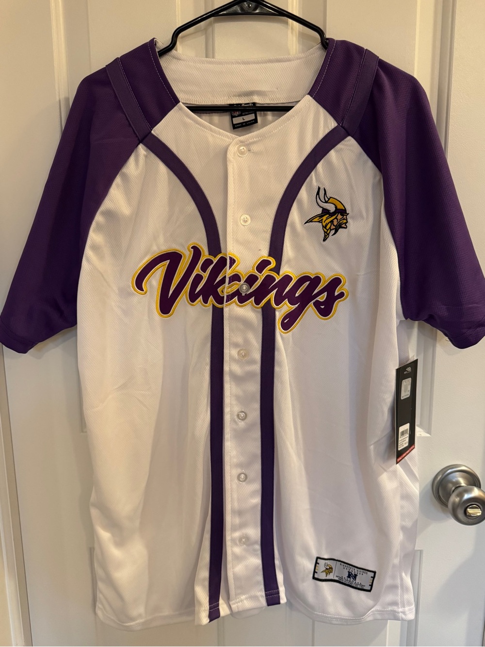 NWT Minnesota Vikings Ultra Game Button Front Jersey Men’s L NFL